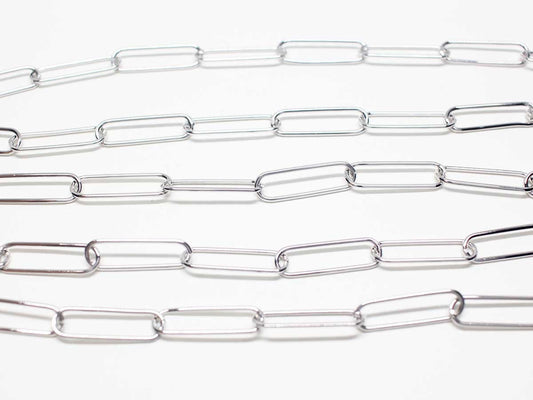 [N0046]/ 1m / Large Oval Link Chain/Brass/Rhodium plated/6.3x21mm