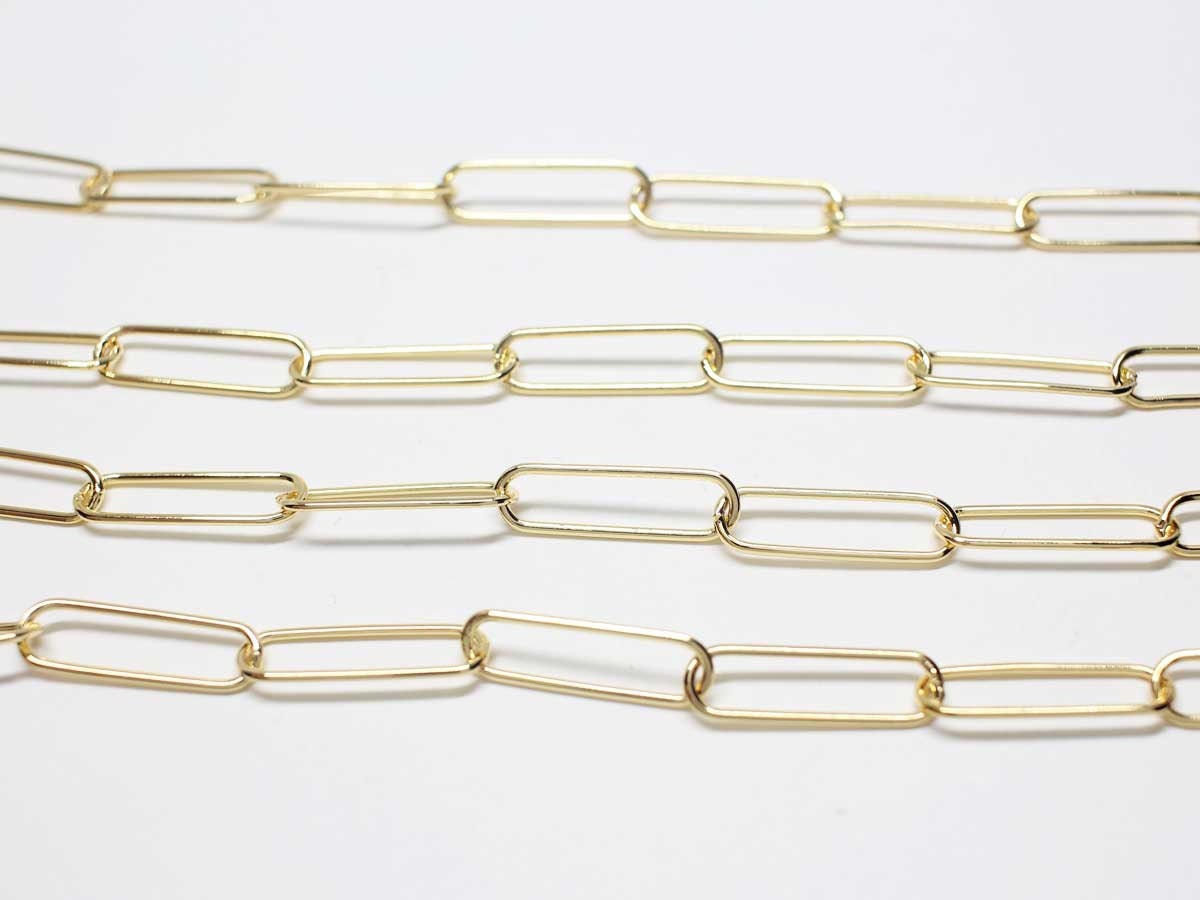 [N0046]/ 1m / Large Oval Link Chain/Brass/Gold plated/6.3x21mm