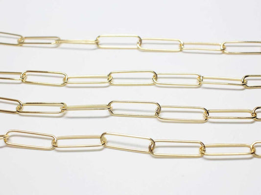 [N0046]/ 1m / Large Oval Link Chain/Brass/Gold plated/6.3x21mm