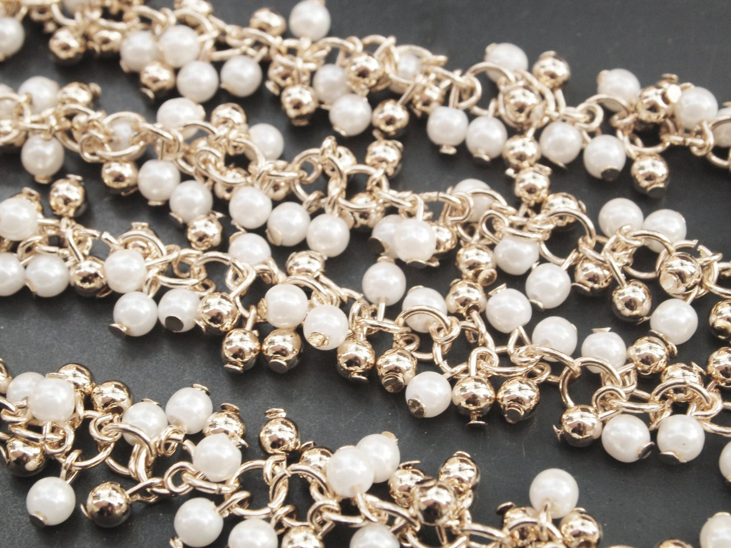 [N0032]/ 1m /Pearl Charm Chain/Brass/Gold plated/2mm charm