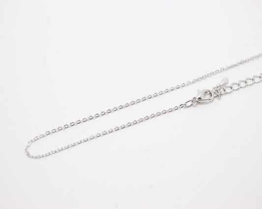 [N0033]/ 5pcs / 16" 235SF Chain Necklace + Extension/Brass/Rhodium plated/1.5mm Link