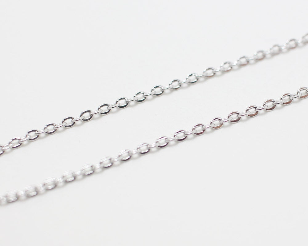 [N0033]/ 5pcs / 16" 235SF Chain Necklace + Extension/Brass/Rhodium plated/1.5mm Link