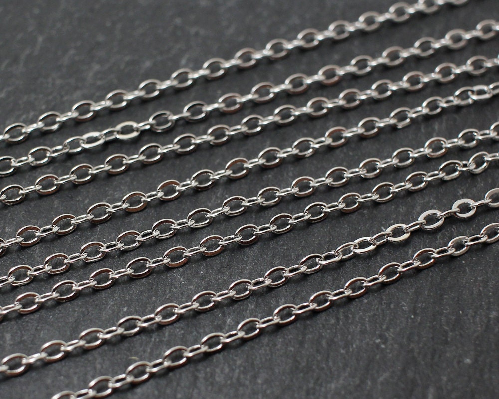 [N0002] 1m/235SF Chain/Brass/Rhodium plated/1.5 mm Link