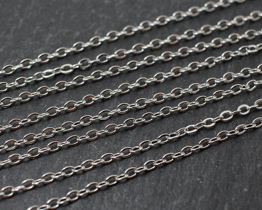 [N0002] 1m/235SF Chain/Brass/Rhodium plated/1.5 mm Link