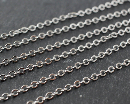 [N0003] 1m/245SF Chain/Brass/Rhodium plated/1.9mm Link