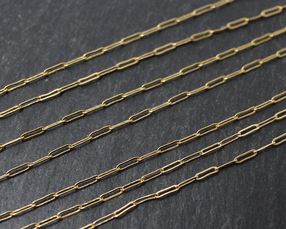 [N0011] 1m/Oval Drawn Flat Cable Chain/Brass/Gold plated/1.2x4.2mm
