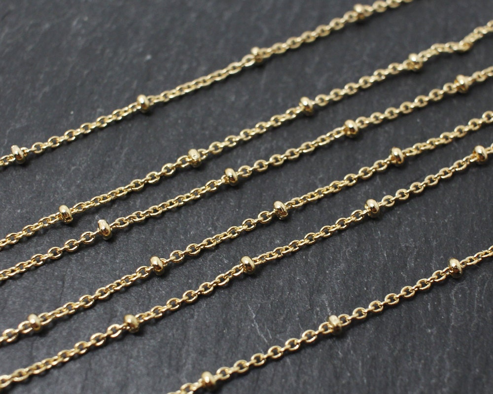 [N0012]/ 1m/230B1  seed chain/Brass/Gold plated/1mm, 1.5mm