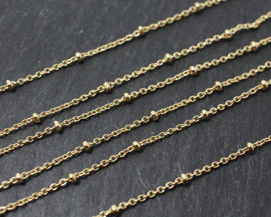 [N0012]/ 1m/230B1  seed chain/Brass/Gold plated/1mm, 1.5mm