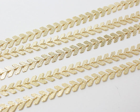 [N0016]/ 1m/Fish bone Chain/Brass/Gold plated/5X2mm