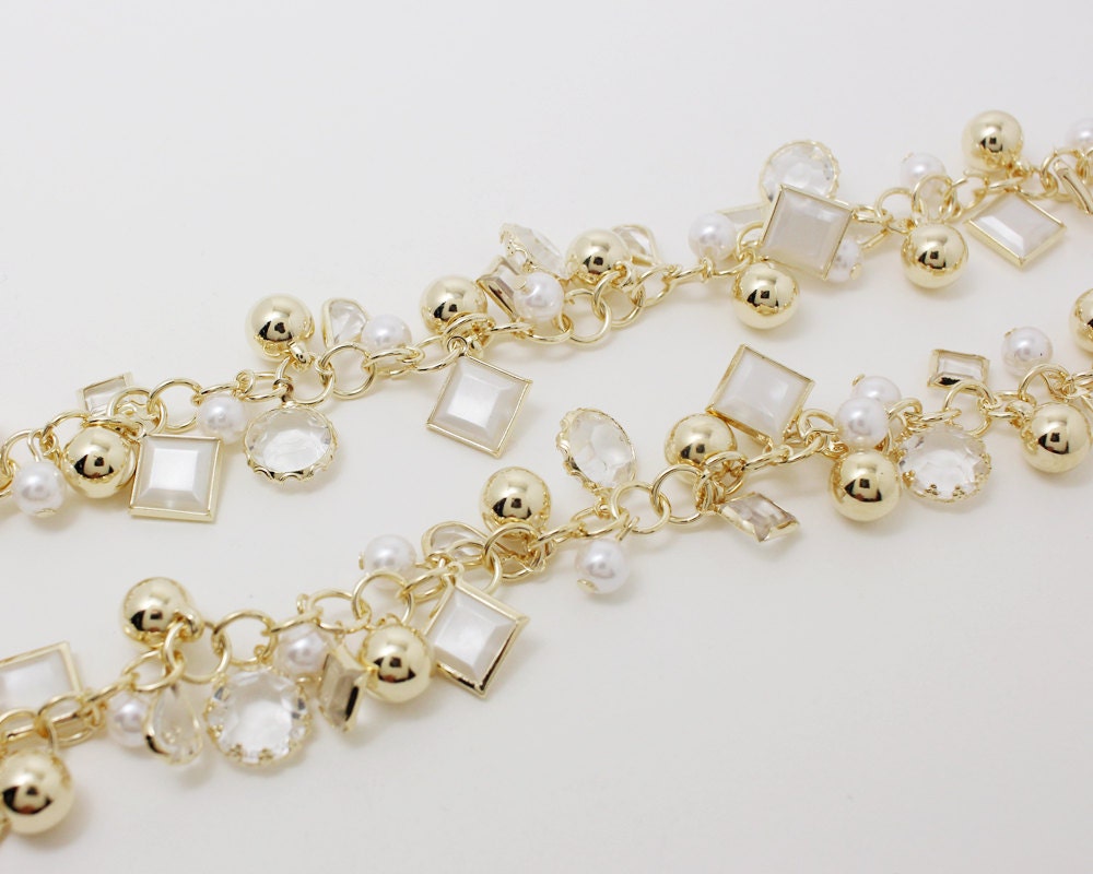 [N0026]/ 1m /Multi Charm Chain/Brass/Gold plated